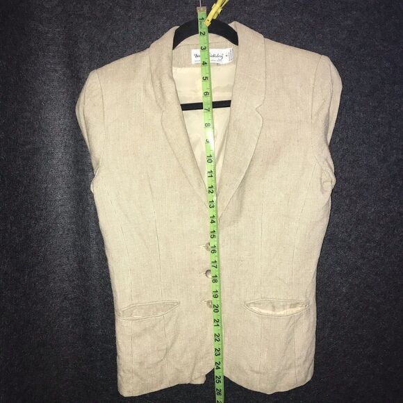 Diane Von Furstenberg Blazer Size 4 100% Silk Beige Tan Vintage Women's *flaws - Picture 12 of 14